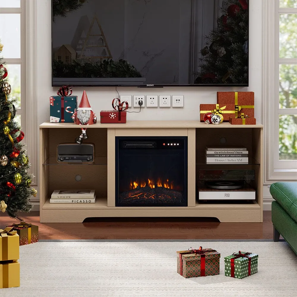 18inch Electric Fireplace Media Cabinet with Touchscreen