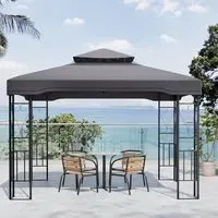 19ft Rectangle Pergola with Retractable Canopy - Black, Steel