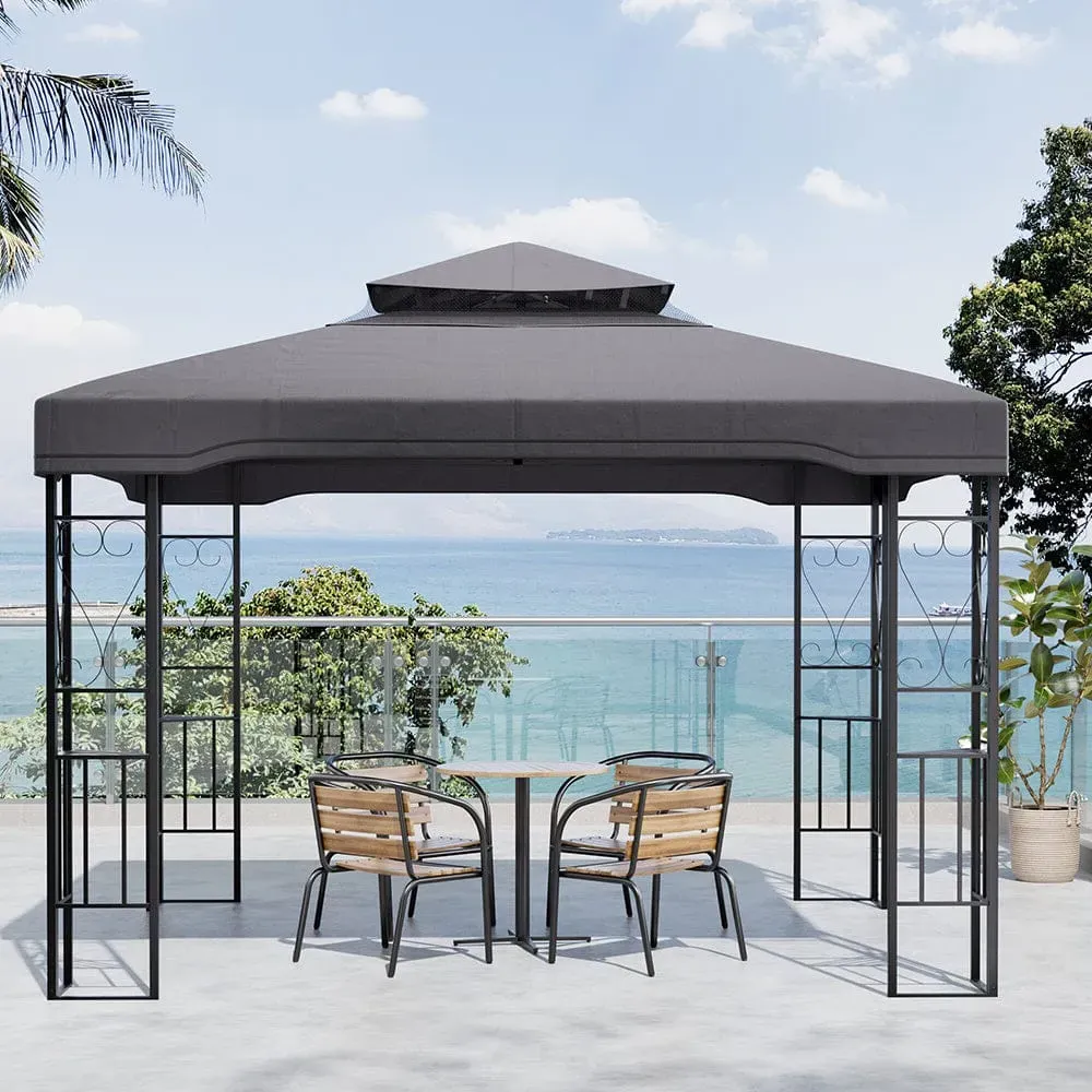 19ft Rectangle Pergola with Retractable Canopy - Black, Steel