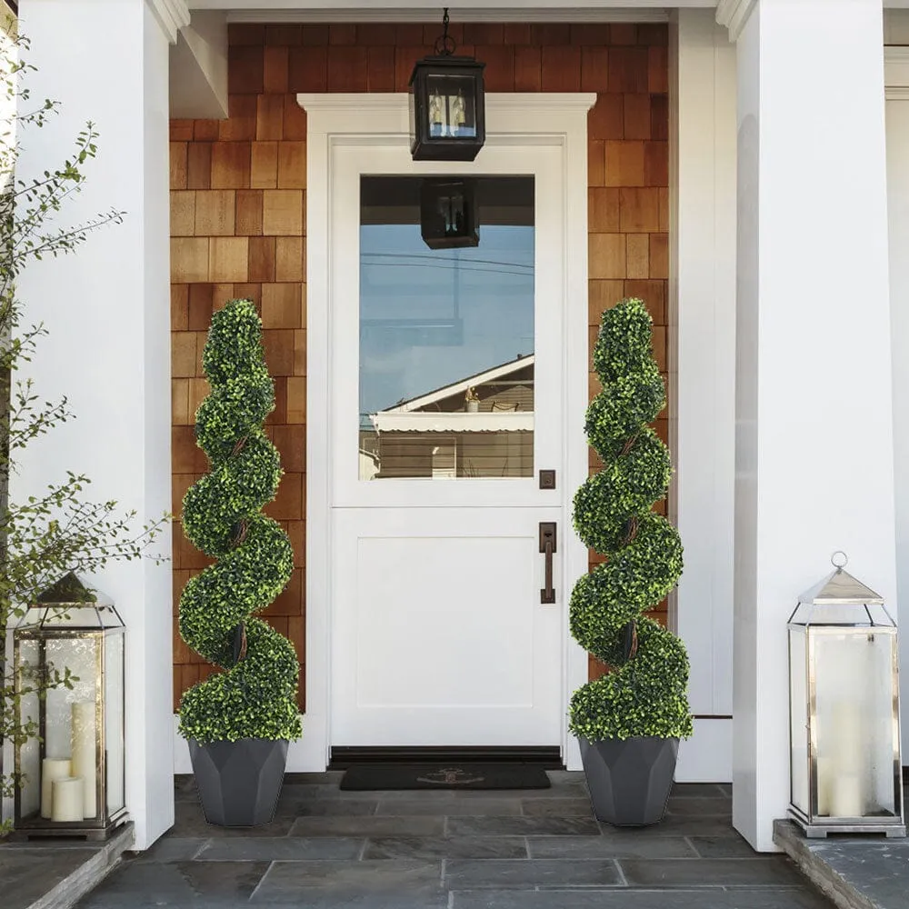 2-Pack Spiral Boxwood Topiary Artificial Trees - Green, Plastic product