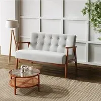 2-Seater Loveseat Sofa - Grey, Linen