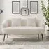 2-Seater Sofa with Metal Legs - White, Teddy Fabric