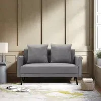 2-Seater Sofa with Pillows - Grey, Fabric