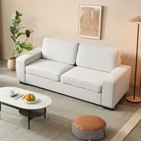 2-Seater Sofa with Pocket Spring Cushions - White, Teddy Fleece alternate view