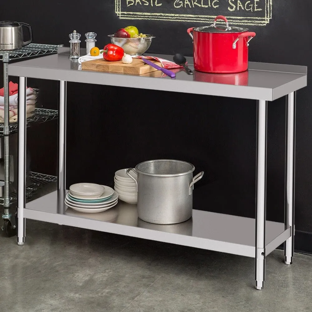 2-Tier Commercial Prep Table with Storage - Stainless Steel product