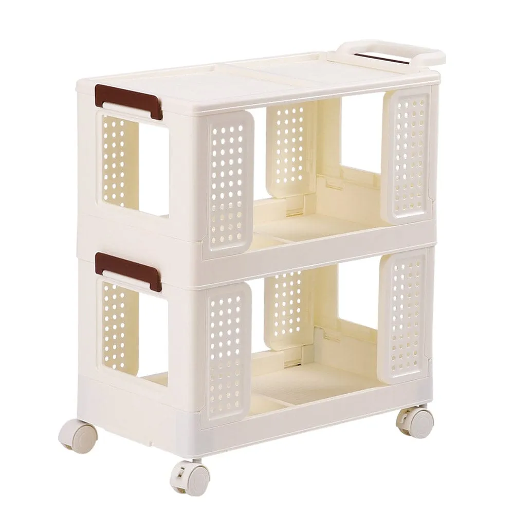 2-Tier Rolling Storage Cart with Swivel Wheels - Cream White, PP product