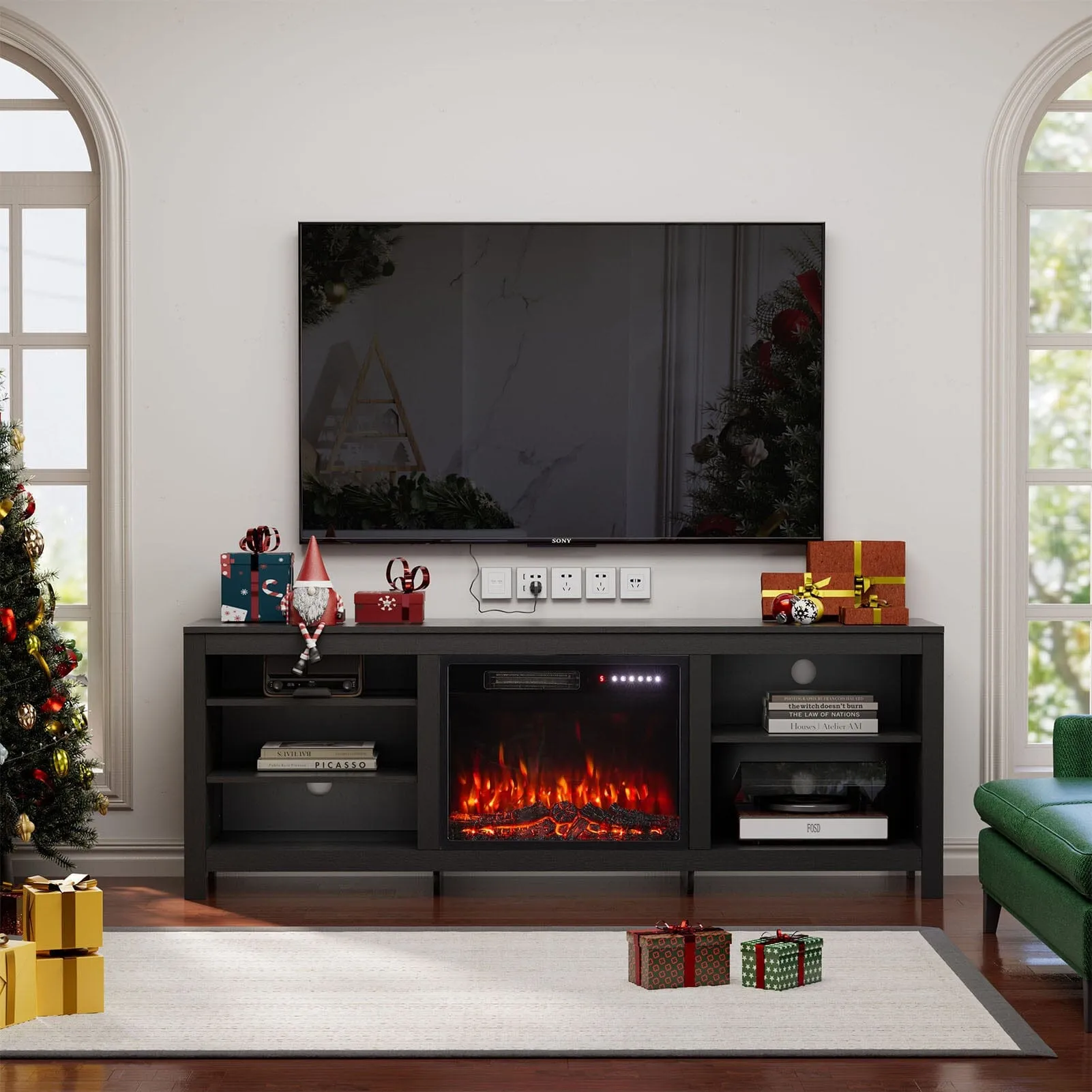23-Inch Electric Fireplace TV Stand with Remote Control - MDF