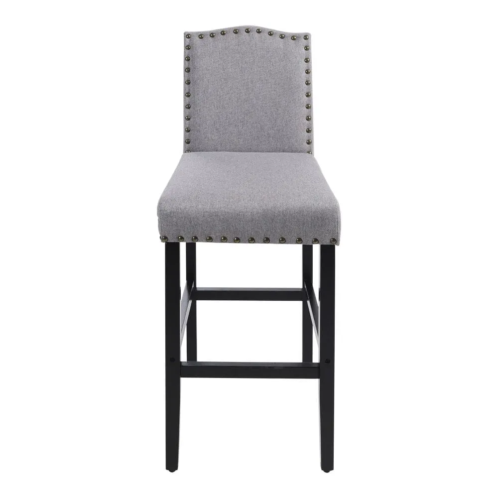2Pcs Kitchen Counter Bar Stools - Grey, Linen image