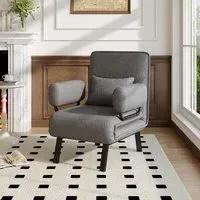 3-in-1 Convertible Sofa Bed with Pillow - Blue Grey, Linen