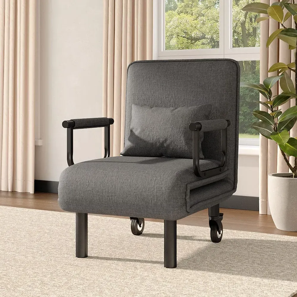 3-in-1 Convertible Sofa Bed with Pillow - Blue Grey, Linen