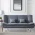 3-Seater Convertible Sofa Bed with Pillows - Grey, Linen