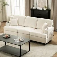 3-Seater Modular Sofa with Cup Holders - Corduroy alternate view