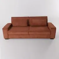 3-Seater Sofa Bed with Adjustable Backrest - Caramel, Corduroy