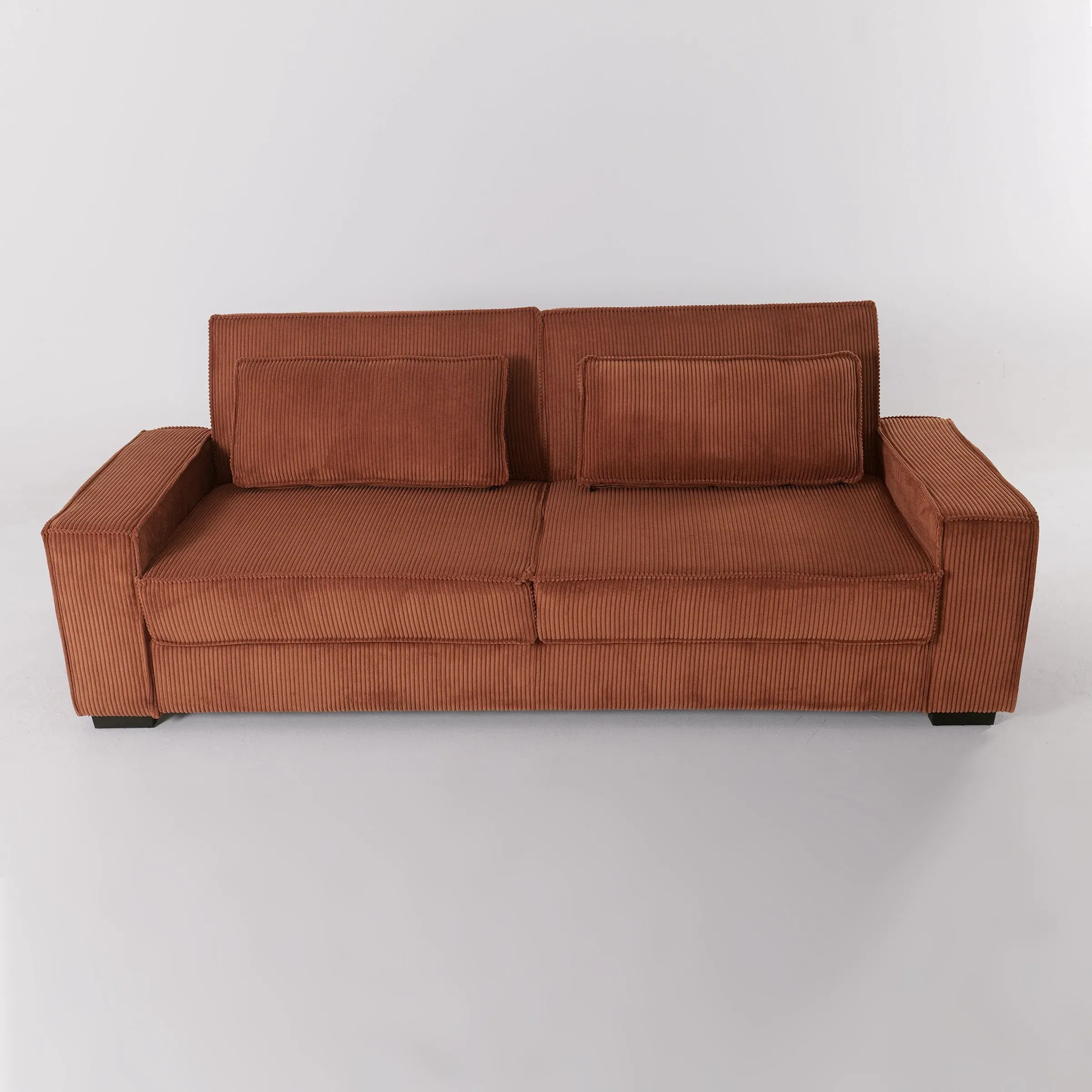 3-Seater Sofa Bed with Adjustable Backrest - Caramel, Corduroy image