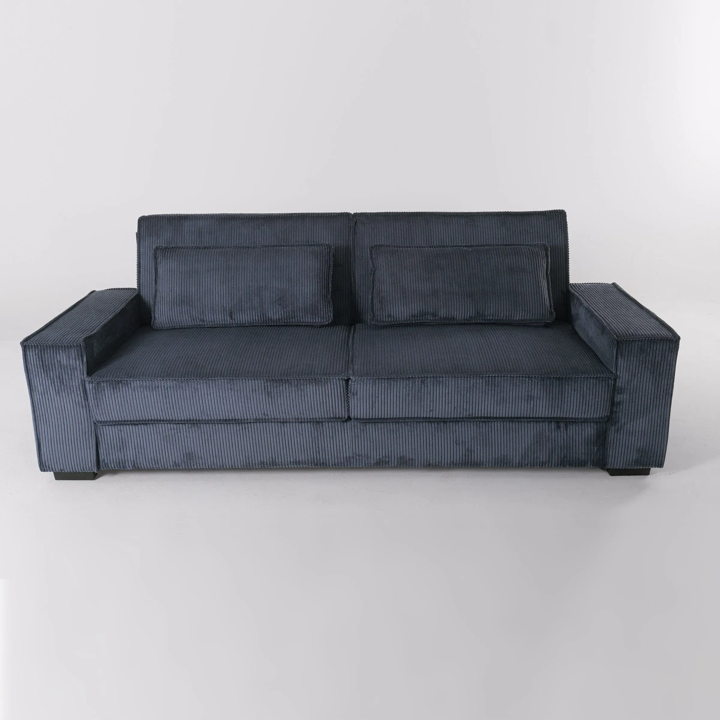 3-Seater Sofa Bed with Adjustable Backrest - Deep Blue, Corduroy