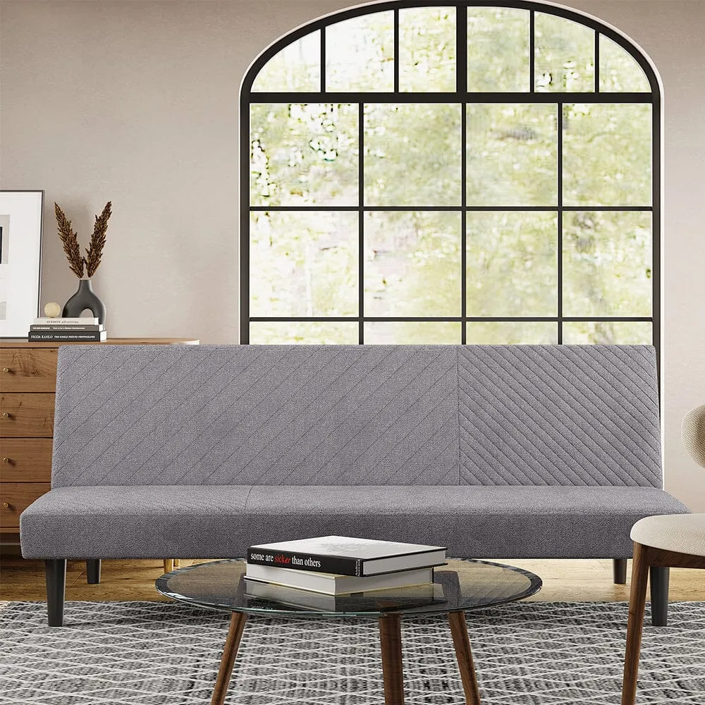 3-Seater Sofa Bed with Click-Clack - Grey, Fabric image