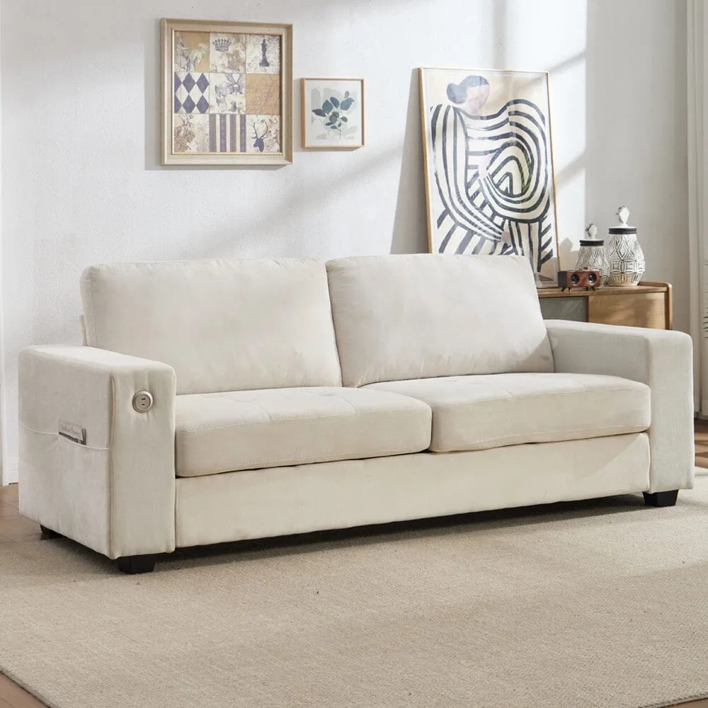 3-Seater Sofa with USB Ports - Chenille product