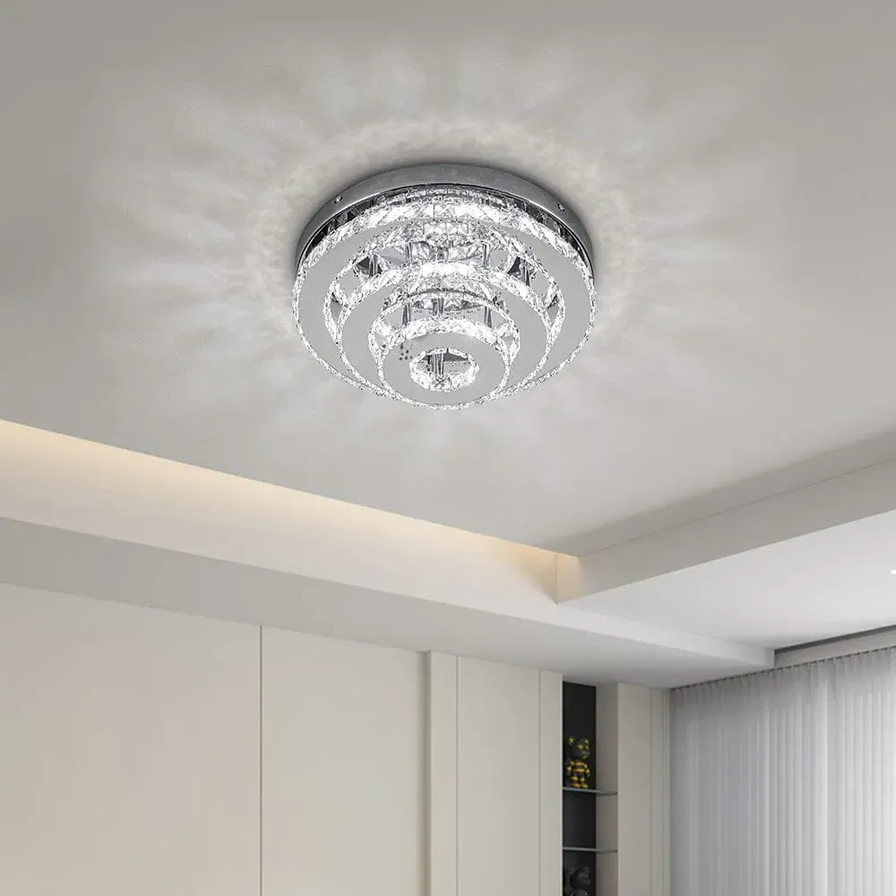 3-Tier Crystal Ceiling Light - Chrome image