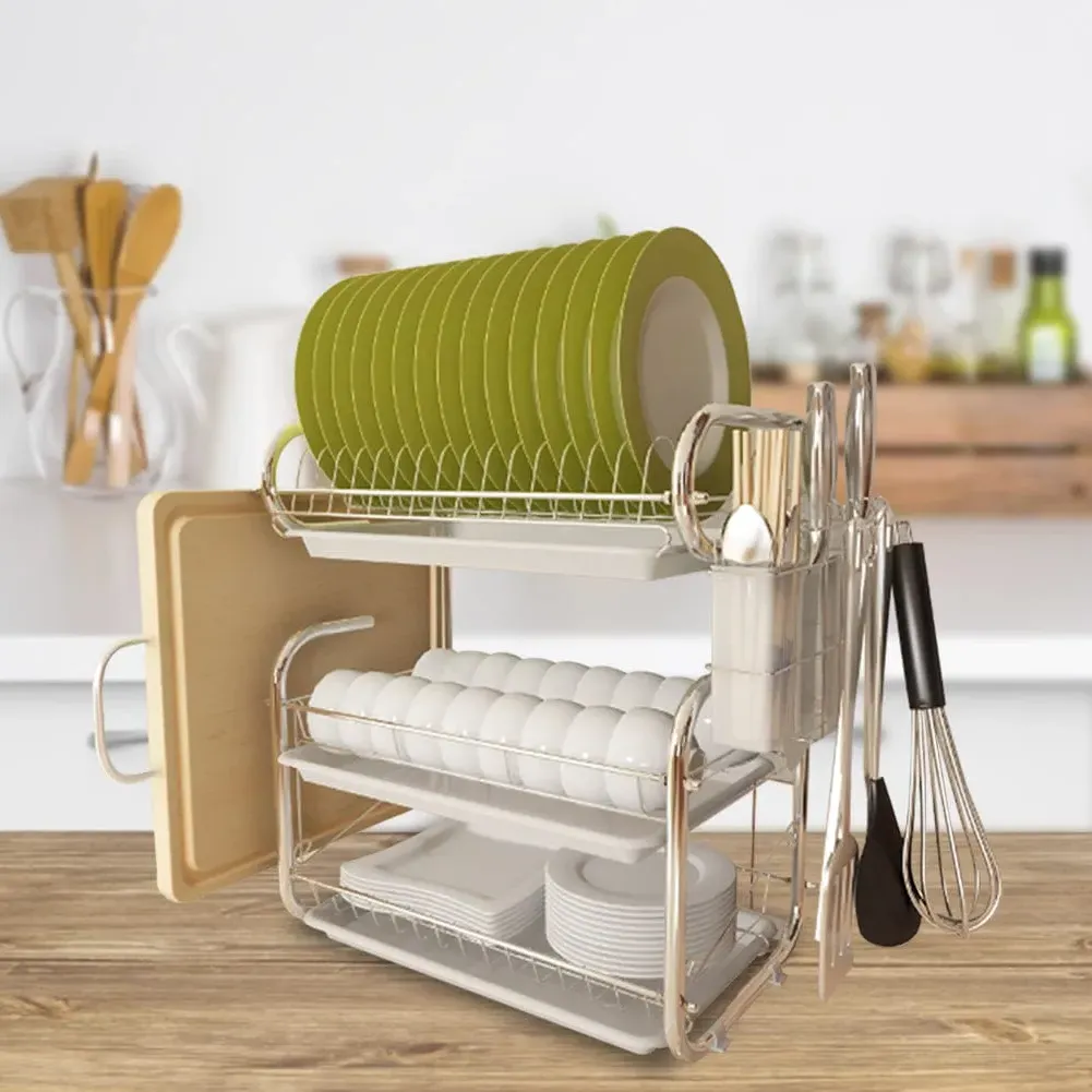 3-Tier Dish Drainer Storage Stand - Chrome, Plastic product
