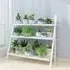 3-Tier Foldable Plant Stand Ladder Shelf - Natural/White, Wood
