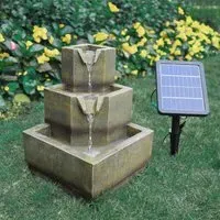 3-Tier Solar Garden Fountain with LED Lights - Marble