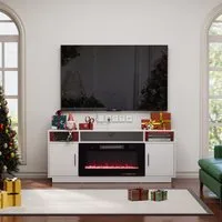 30-Inch Electric Fireplace TV Stand with Storage - MDF