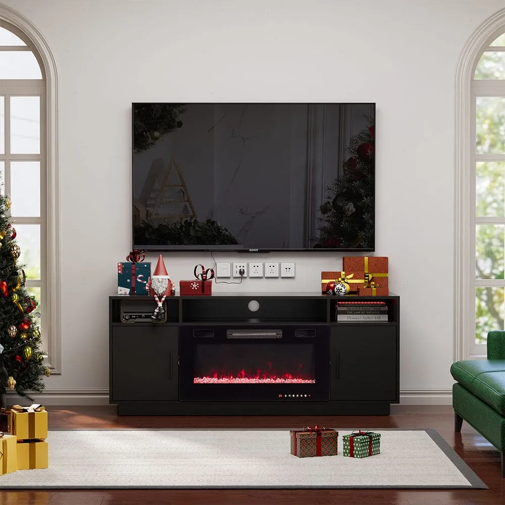 30-Inch Electric Fireplace TV Stand with Storage - MDF