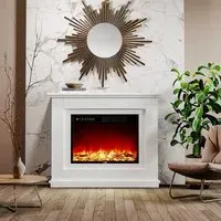 39 Inch Electric Fireplace Suite with Ambient Light - White, MDF