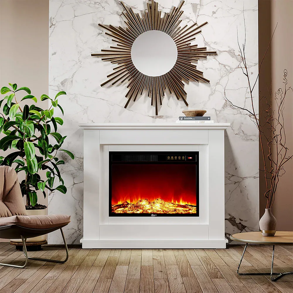 39 Inch Electric Fireplace Suite with Ambient Light - White, MDF