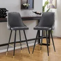 3ft Bar Stools with Footrest Set of 2 - Velvet