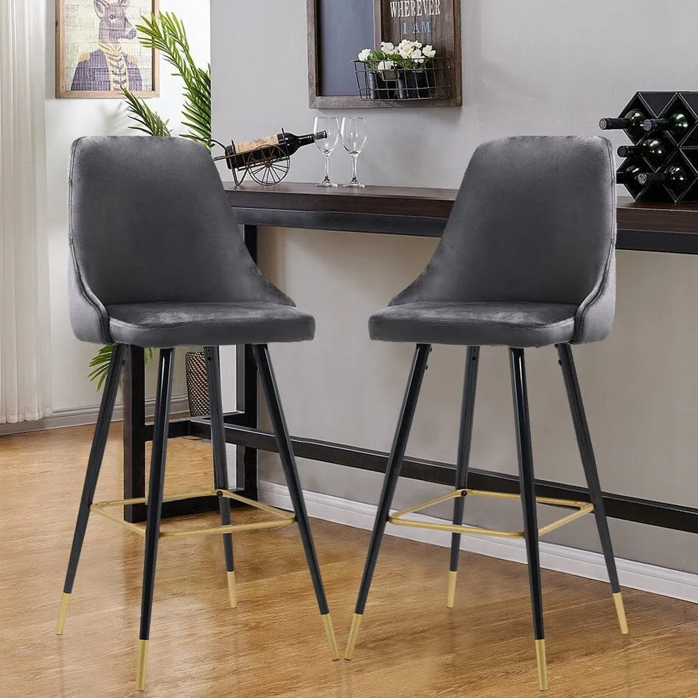 3ft Bar Stools with Footrest Set of 2 - Velvet image