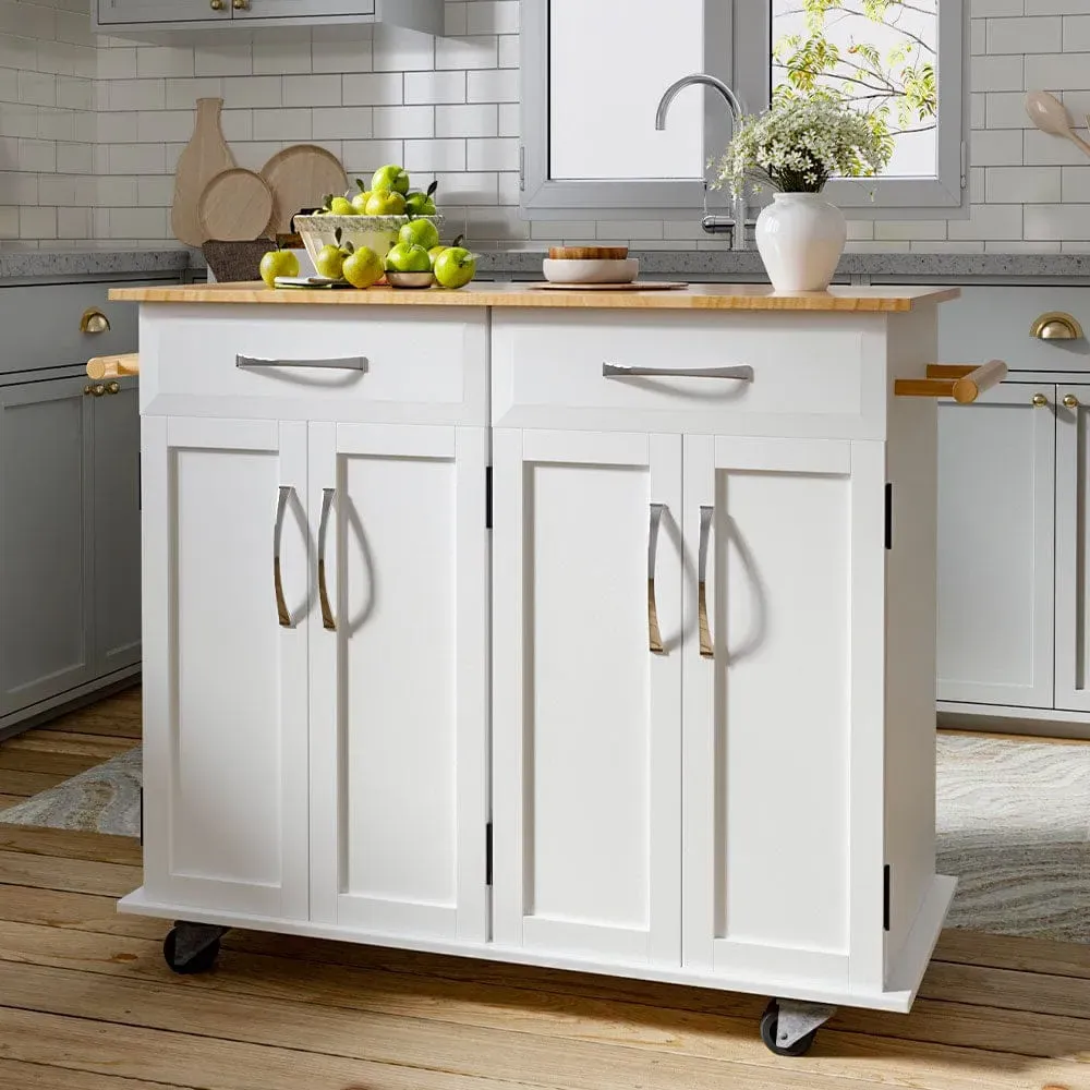 3ft Kitchen Trolley Cart with Drawer - MDF, Rubberwood product
