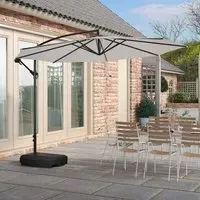 3M Cantilever Garden Parasol with Wind-up - Light Grey