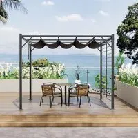3x2.8x2.3m Pergola with Single-Sided Fence - Dark Grey