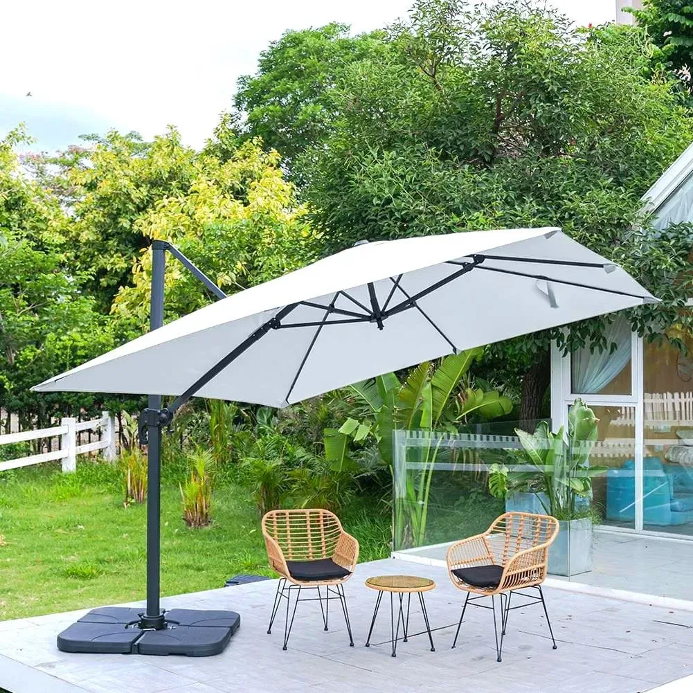 3x3m Square Cantilever Parasol with 360° Rotation - Polyester