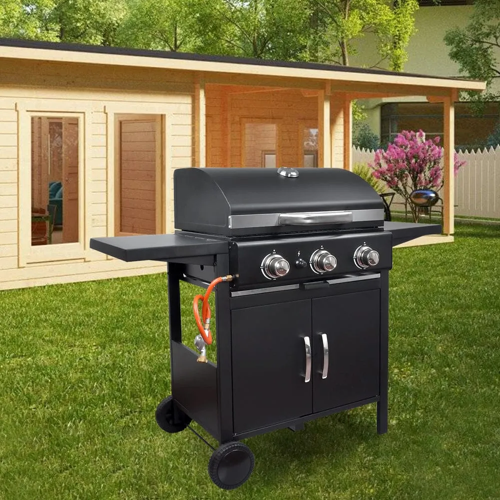 4-Burner Outdoor Gas Grill with Side Burner - Black, Steel product