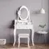 4 Drawer Dressing Table with LED Mirror & Stool - White