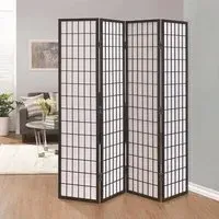4-Panel Folding Room Divider Screen - Natural, Solid Wood