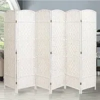 4 Panel Folding Room Divider - White, Wood