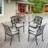 4-Piece Cast Aluminum Patio Dining Armchair Set - Black, Grey