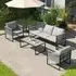 4 Piece Outdoor Garden Sofa Set with Rope Detailing - Grey, Steel
