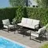 4 Piece Outdoor Sofa Set with Glass Table - Aluminium