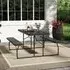 4-Seater Foldable Picnic Table and Bench Set - Black