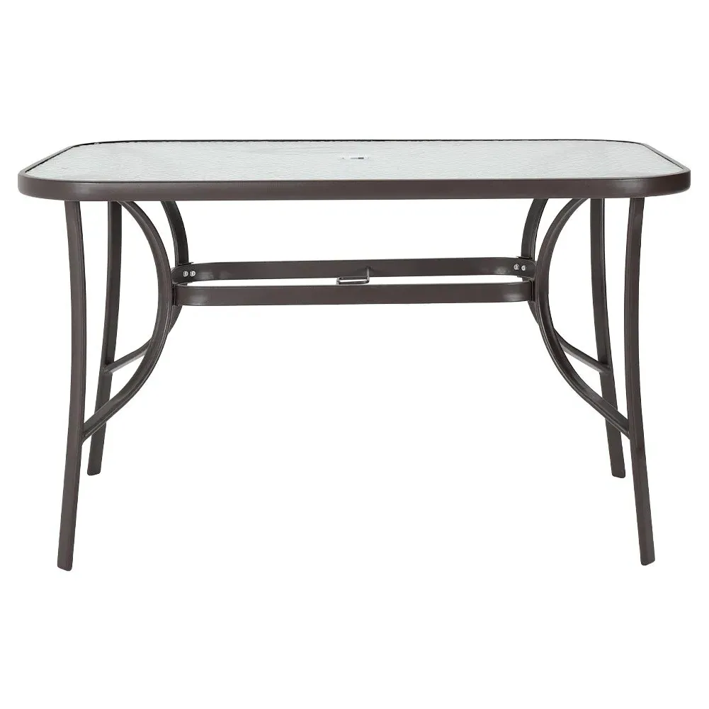4-Seater Glass Garden Table with Parasol Hole - Wrought Iron product