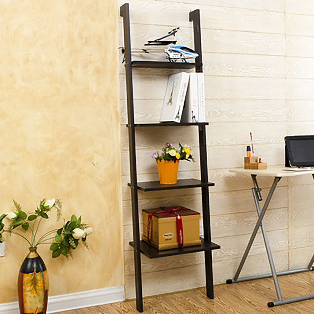 4-Tier Ladder Book Shelf - Black, MDF image