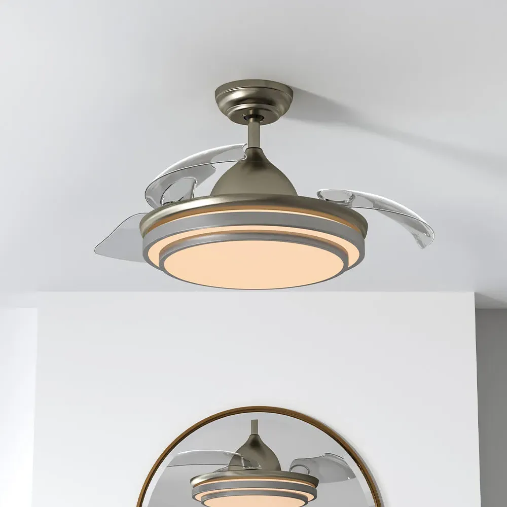 42 Inch Retractable Ceiling Fan with Light - Silver