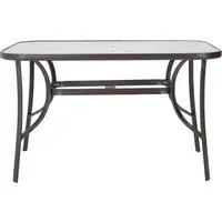 4/6 Seater Glass Garden Table with Parasol Hole - Glass