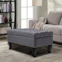 47 Wide Button Tufted Upholstered Bench - Linen