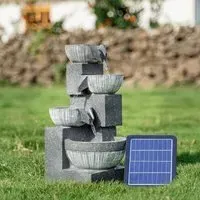 47cm Solar Powered Garden Fountain with LED Lights - Stone