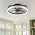 48cm Round Crystal Ceiling Fan with Light - Black
